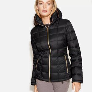 Micheal Kors Black Packable Down Jacket with Removable Hood Size S